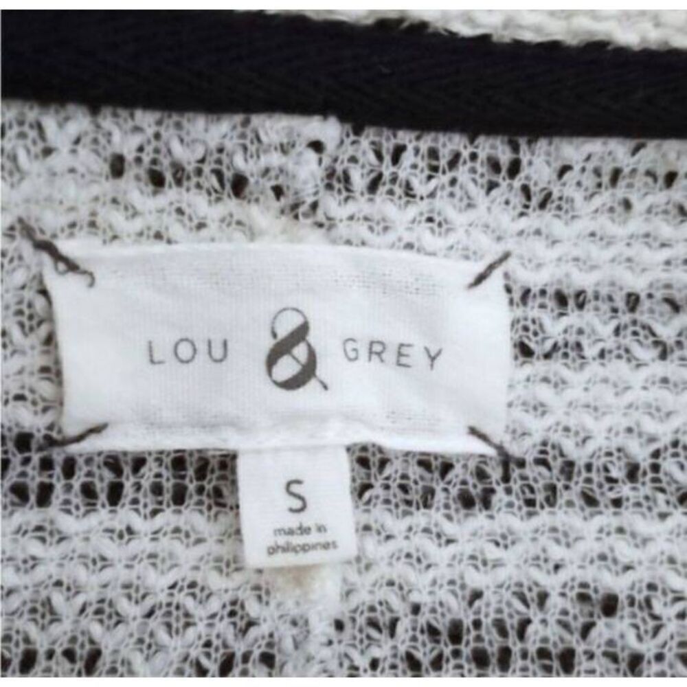 LOU & GREY WHITE & GRAY STRIPE SWEATER SZ.S EUC. - Picture 5 of 6